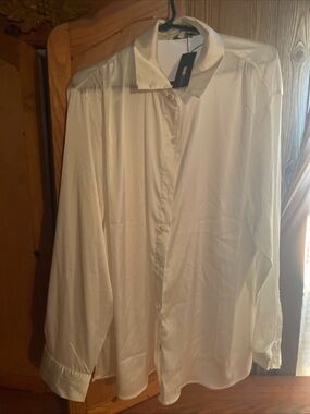 Fashion Nova White Long-Sleeve Dress Shirt